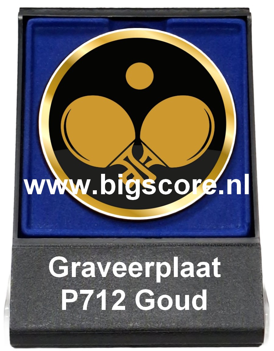 Tafeltennis Acryl in medailledoosje Blauw-Zwart G/Z/B